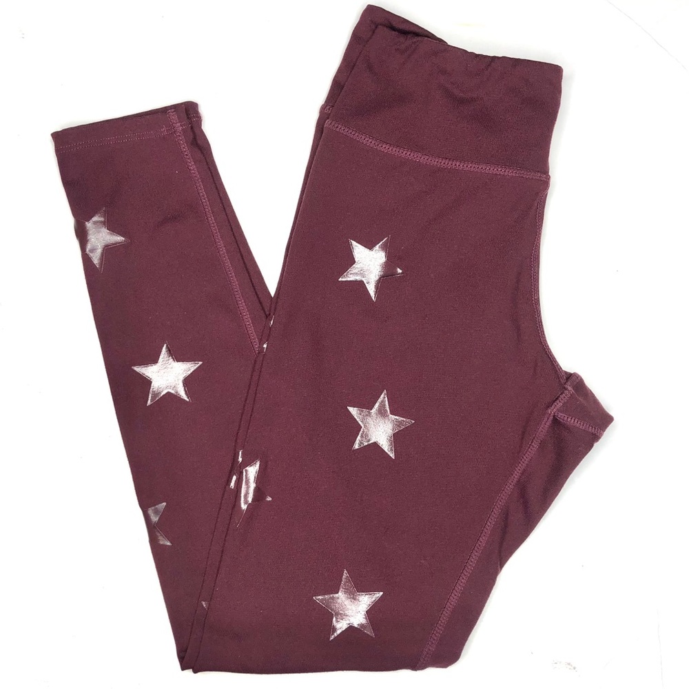 JESSICA SIMPSON BURGUNDY STAR WARM UP LEGGINGS